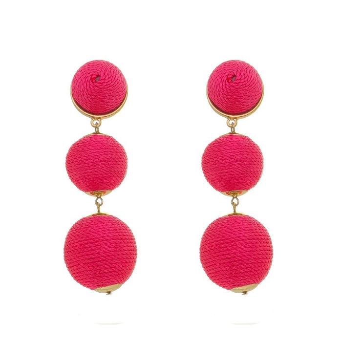 Brinco Bolas Fio Pink Maria Elimia