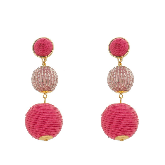 Brinco Bolas Fio Pink Maria Rita