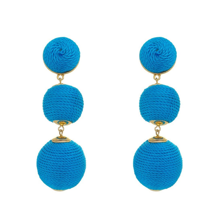 Brinco Bolas Fio Azul Maria Elimia