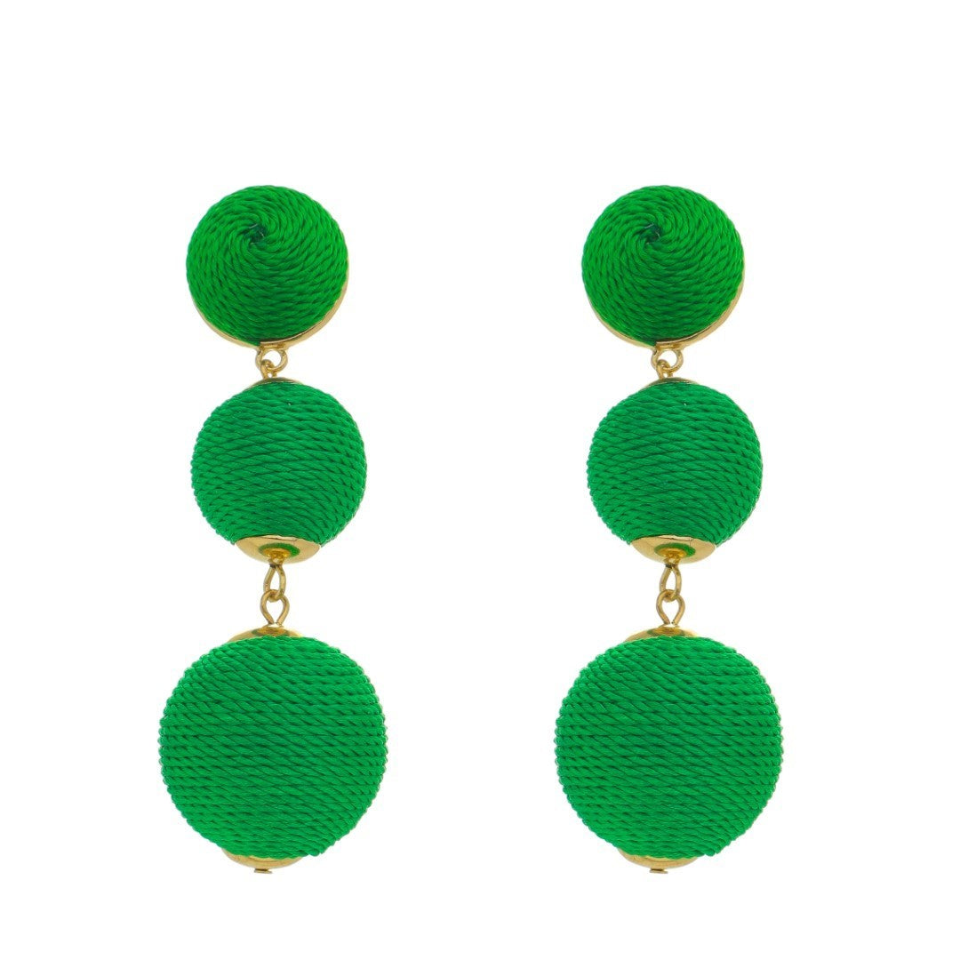 Brinco Bolas Fio Verde Bandeira Maria Elimia
