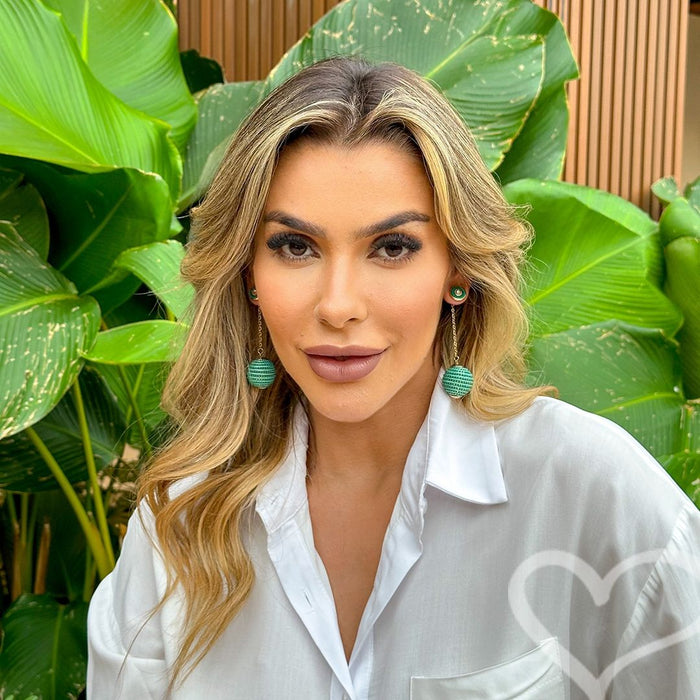 Brinco Bola Fio Verde Maria Clara