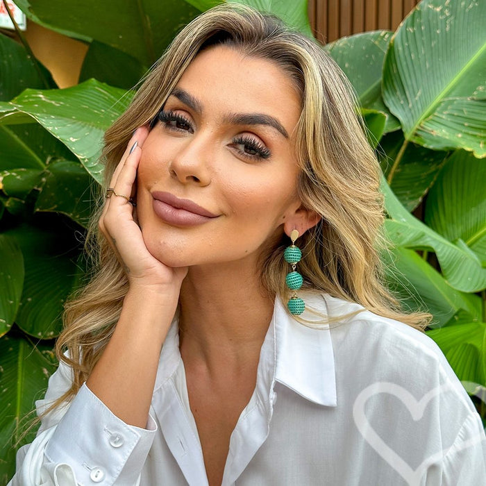 Brinco Bolas Fio Verde Maria Laura