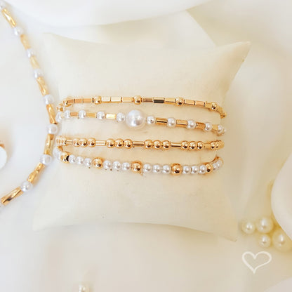 Bracelete Alice Pérolas Folheado a Ouro 18k