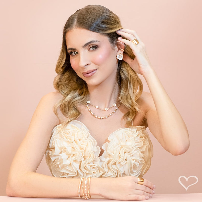 Bracelete Maya Bolinhas Folheado a Ouro 18k