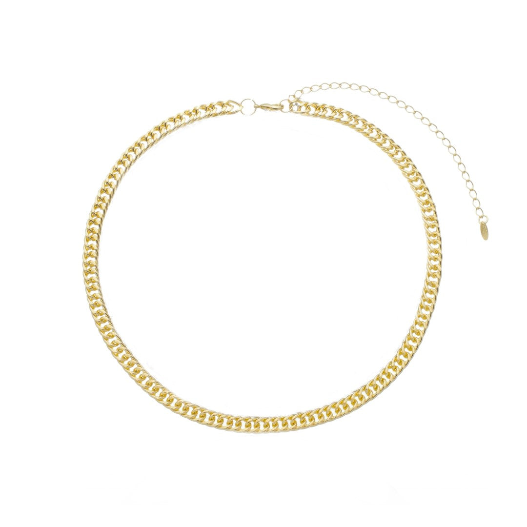 Choker Serena Elos Malha Larga Folheada à Ouro 18k.