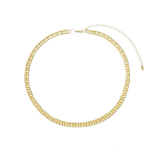 Choker Serena Elos Malha Larga Folheada à Ouro 18k.