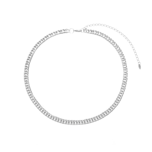 Choker Serena Elos Malha Larga Folheada em Ródio Branco