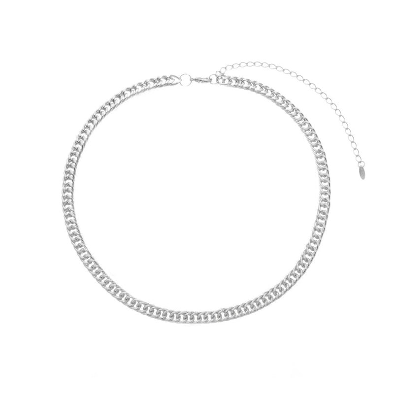 Choker Serena Elos Malha Larga Folheada em Ródio Branco - Piuka