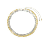 Choker Silvia 2 Voltas Malha Metal Folheada à Ouro e Folheada em Ródio Branco