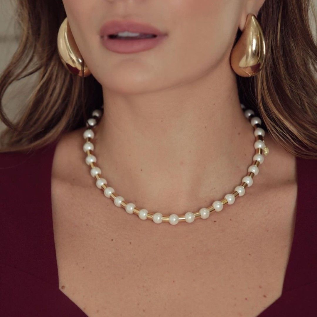 Brinco Hailey Gota Grande Folheado a Ouro 18k Piuka