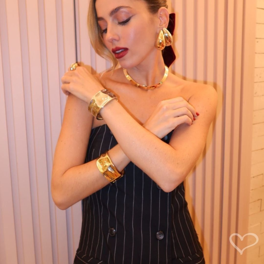 Brinco Hailey Gota Grande Folheado a Ouro 18k Piuka