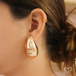 Brinco Hailey Gota Grande Folheado a Ouro 18k Piuka
