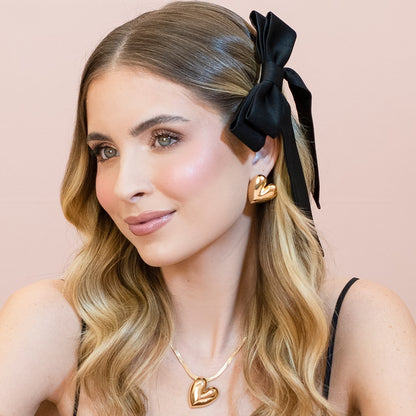 Laço de Cabelo Duplo Fernanda Crepe Preto