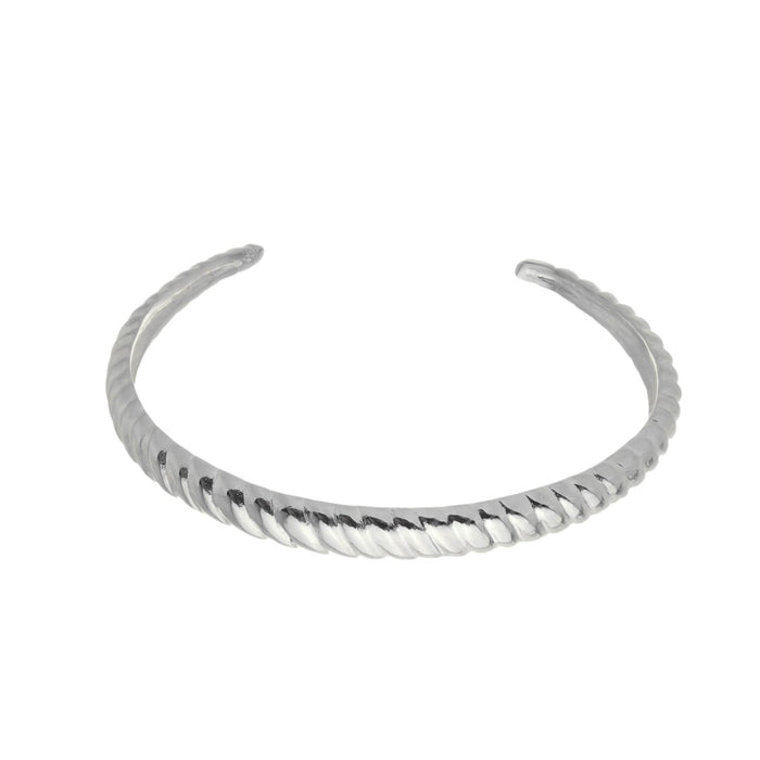 Bracelete Lorena Metal Trabalhado Folheado em Ródio Branco Piuka