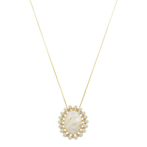 Colar Medalha Madrepérola Nossa Senhora Aparecida Folheado a Ouro 18k