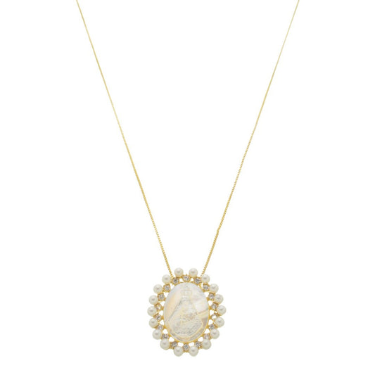Colar Medalha Madrepérola Nossa Senhora Aparecida Folheado a Ouro 18k