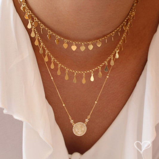 Colar Medalha São Bento Zircônias Folheado a Ouro 18k Piuka