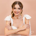 Pulseira Liz Pérolas de Água Doce Bolinhas Folheada a Ouro 18k