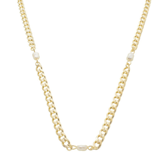 Choker Cecília Elos Pérolas Folheado a Ouro 18k