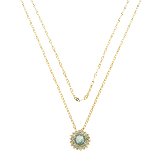 Colar Duas Voltas Jade Ponto de Luz Zircônia Acqua Folheado a Ouro 18k