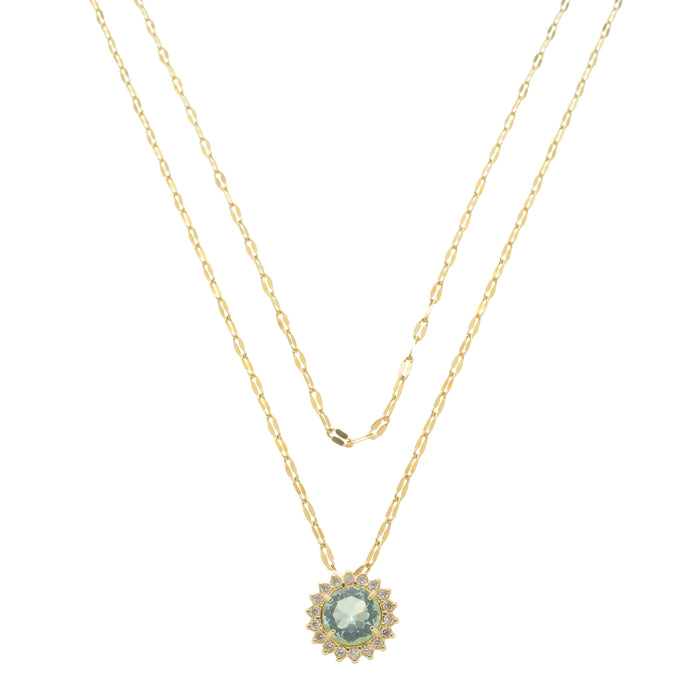 Colar Duas Voltas Jade Ponto de Luz Zircônia Acqua Folheado a Ouro 18k