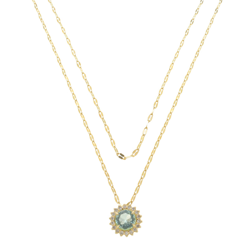Colar Duas Voltas Jade Ponto de Luz Zircônia Acqua Folheado a Ouro 18k