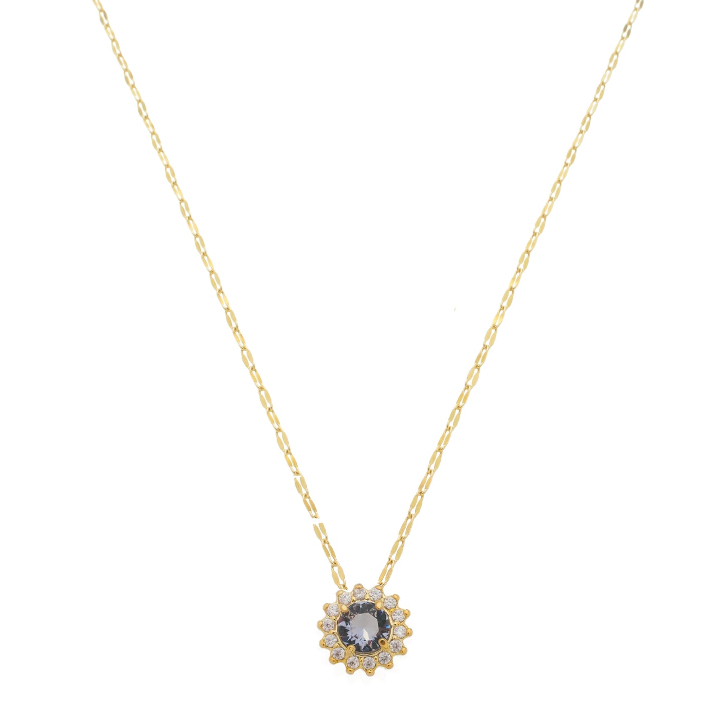 Colar Elis Ponto de Luz Zircônia Tanzanita Folheado a Ouro 18k