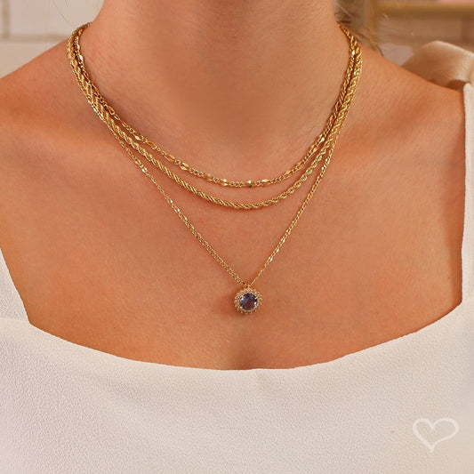 Colar Elis Ponto de Luz Zircônia Tanzanita Folheado a Ouro 18k