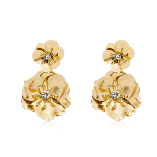 Brinco Flor Tulipa Dourado Piuka