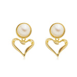 Brinco de Coração Malu Pérola Dourado