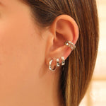 Trio de Brincos Argolinha Gaby Folheado em Ródio Branco