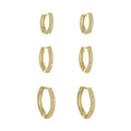 Trio de Brincos Argolinha Kel Zircônias Folheado a Ouro 18k