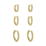 Trio de Brincos Argolinha Kel Zircônias Folheado a Ouro 18k