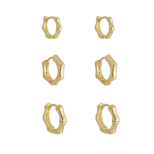 Trio de Brincos Argolinha Josi Folheado a Ouro 18k