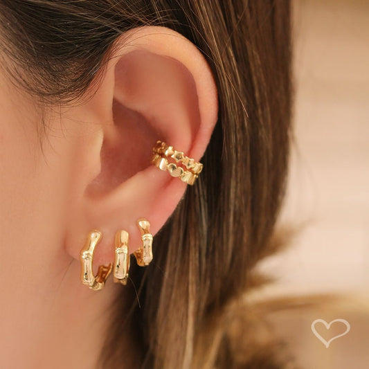 Trio de Brincos Argolinha Josi Folheado a Ouro 18k