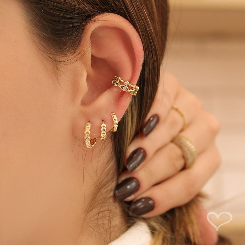 Trio de Brincos Argolinha Mary Folheado a Ouro 18k