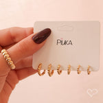 Trio de Brincos Argolinha Mary Folheado a Ouro 18k