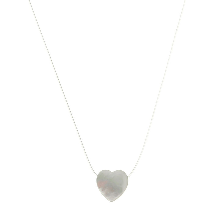 Choker Fio de Nylon Coração Madrepérola Folheado a Ouro 18k