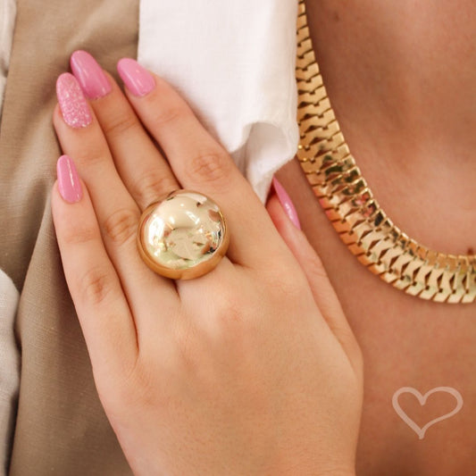 Anel Ajustavel Silvia Botão Dourado