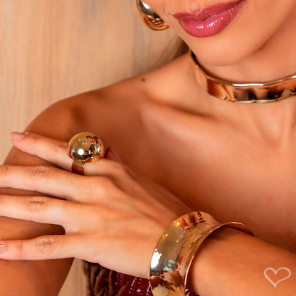 Anel Ajustavel Silvia Botão Dourado