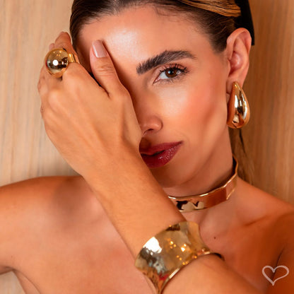 Anel Ajustavel Silvia Botão Dourado