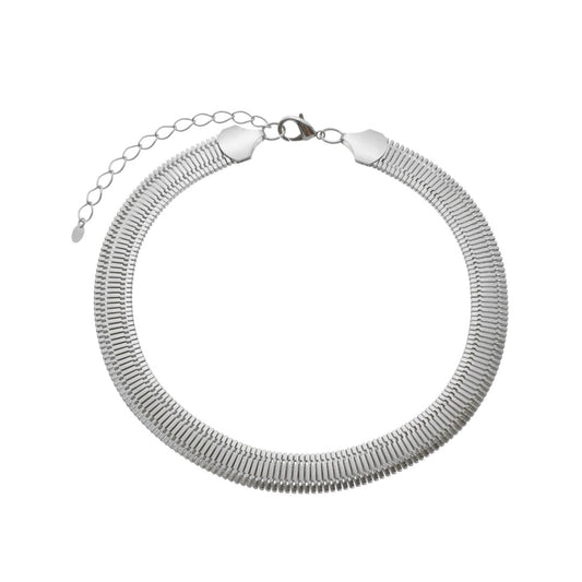 Choker Serena Malha Relógio Folheada em Ródio Branco