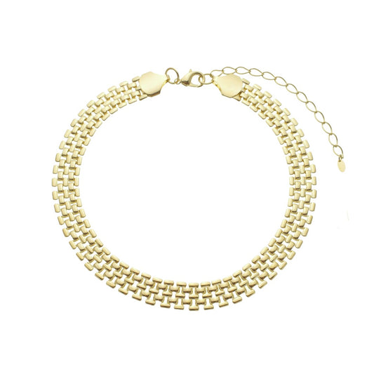 Choker Maria Malha Relógio Folheada a Ouro 18k