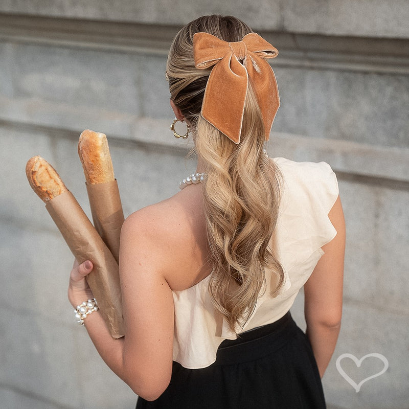 Laço de Cabelo Nat Veludo Alemão Camel