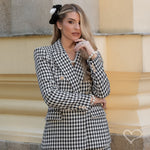 Laço de Cabelo Duplo Leticia Veludo Alemão Preto com Flor Removivel em Voal Off White