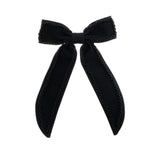Laço de Cabelo Marcela Crepe Preto com Bordado Contornado