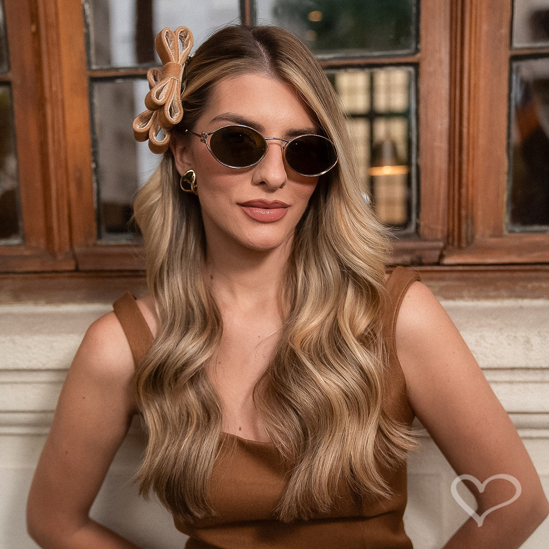 Laço de Cabelo Mari Veludo Alemão Camel