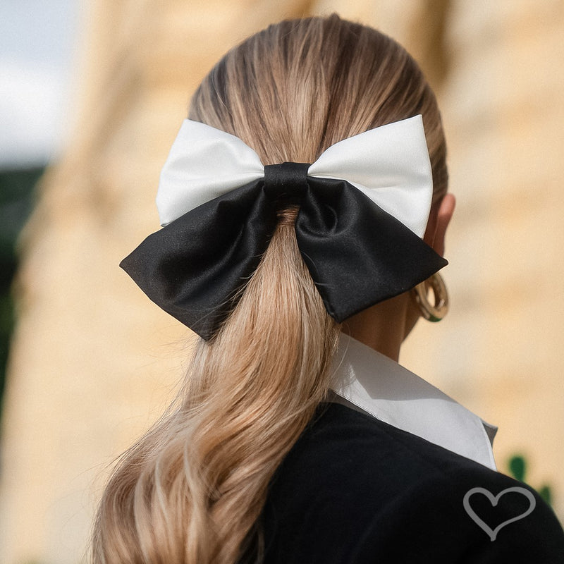 Laço de Cabelo Carol Crepe Acetinado Preto e Branco