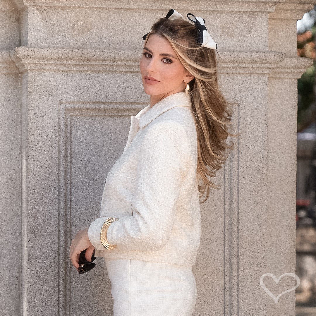 Laço de Cabelo Lucy Linho Preto e Branco