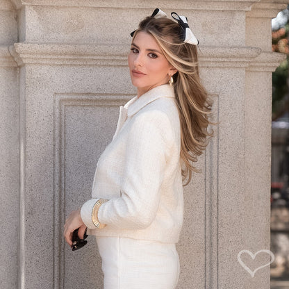 Laço de Cabelo Lucy Linho Preto e Branco